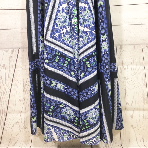 ELIZA J Blue Scarf Print Halter Maxi Dress Sz 8 - Picture 7 of 14